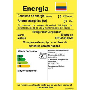 Nevecón ELECTROLUX Side by Side 528 Litros Brutos ERSA53K3HVB Negro