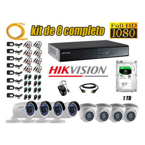 Kit de 8 cámaras marca Hikvision, perfecto para tu hogar o negocio