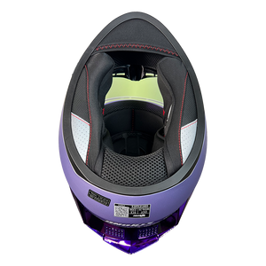 XTR-M70 XTRONG MORADO MATE SIN GRAFICO-SPOILER CROMADO PURPURA VISOR REVO PURPURA