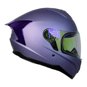 XTR-M70 XTRONG MORADO MATE SIN GRAFICO-SPOILER CROMADO PURPURA VISOR REVO PURPURA