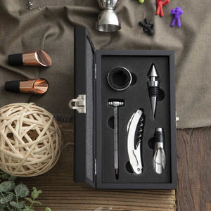 SET DE VINO X 5 ACCESORIOS CAJA MADERA 16310B-1