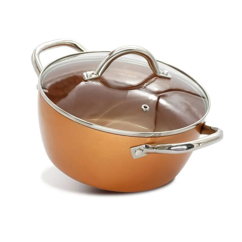 Olla 22 Cm Tapa De Vidrio Color Copper