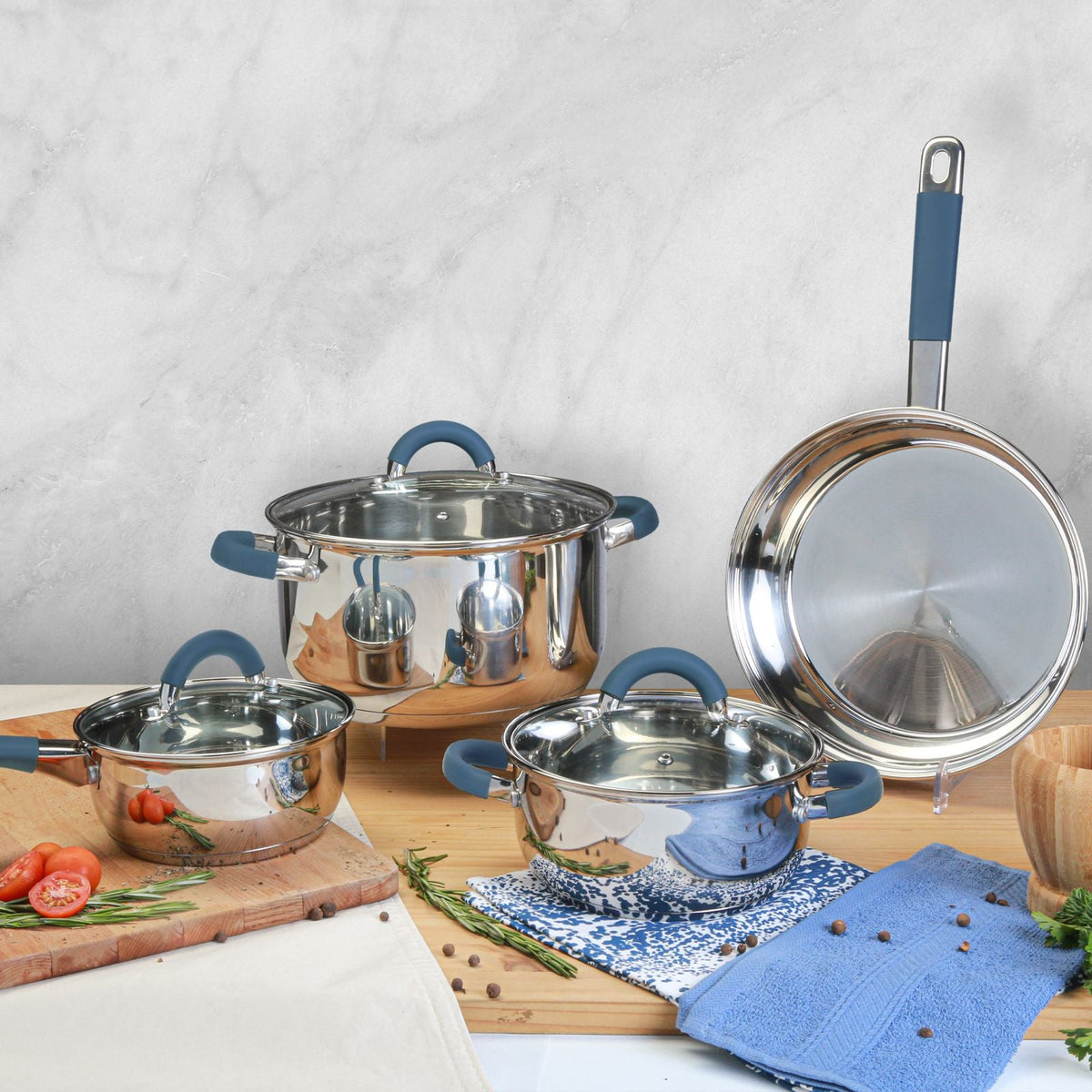 BATERIA 7 PIEZAS ACERO INOX HOME ELEMENTS