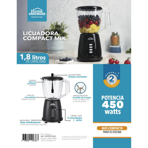LICUADORA JARRA PLASTICA COMPACT MIX  450W HEBL209N