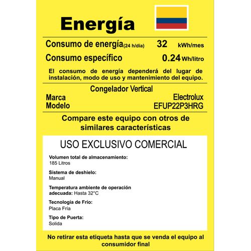 Congelador Vertical ELECTROLUX 245 Lts EFUP22P