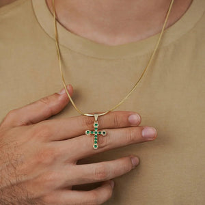 Dije grande de cruz esmeralda love con circones unisex Ref 23221