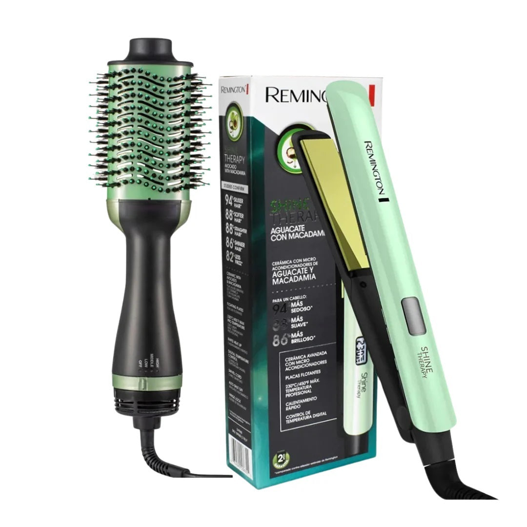 Combo aguacate plancha Remington original + cepillo secador