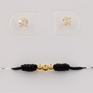 Duo aretes topos y manilla oro laminado 18K Winner Ref 100001