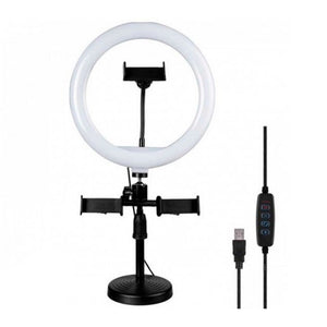 Aro de luz 26 cm de escritorio con 3 soportes celular