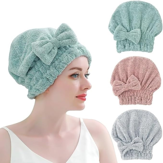 Toalla para el cabello microfibra tipo gorro secado rápido