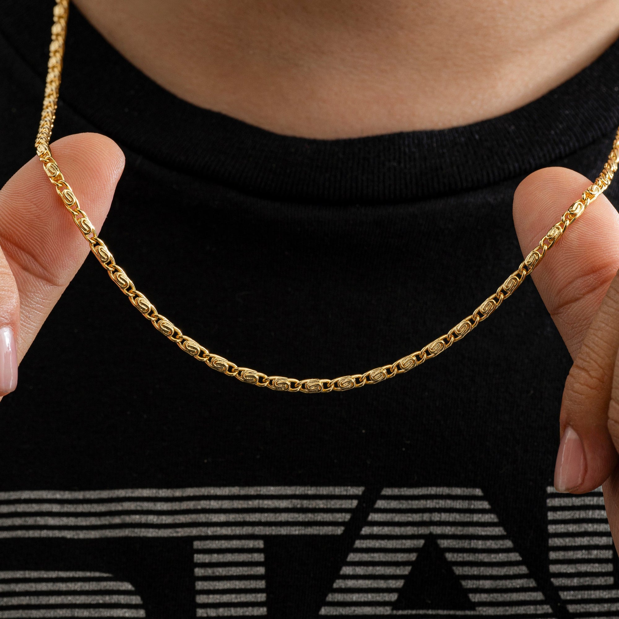 Cadena oro laminado 18K tejido Caracol grueso 65cm unisex Ref 43068