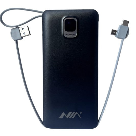 Powerbank batería portátil NIA 10000 mAh con salida múltiple cable y pantalla
