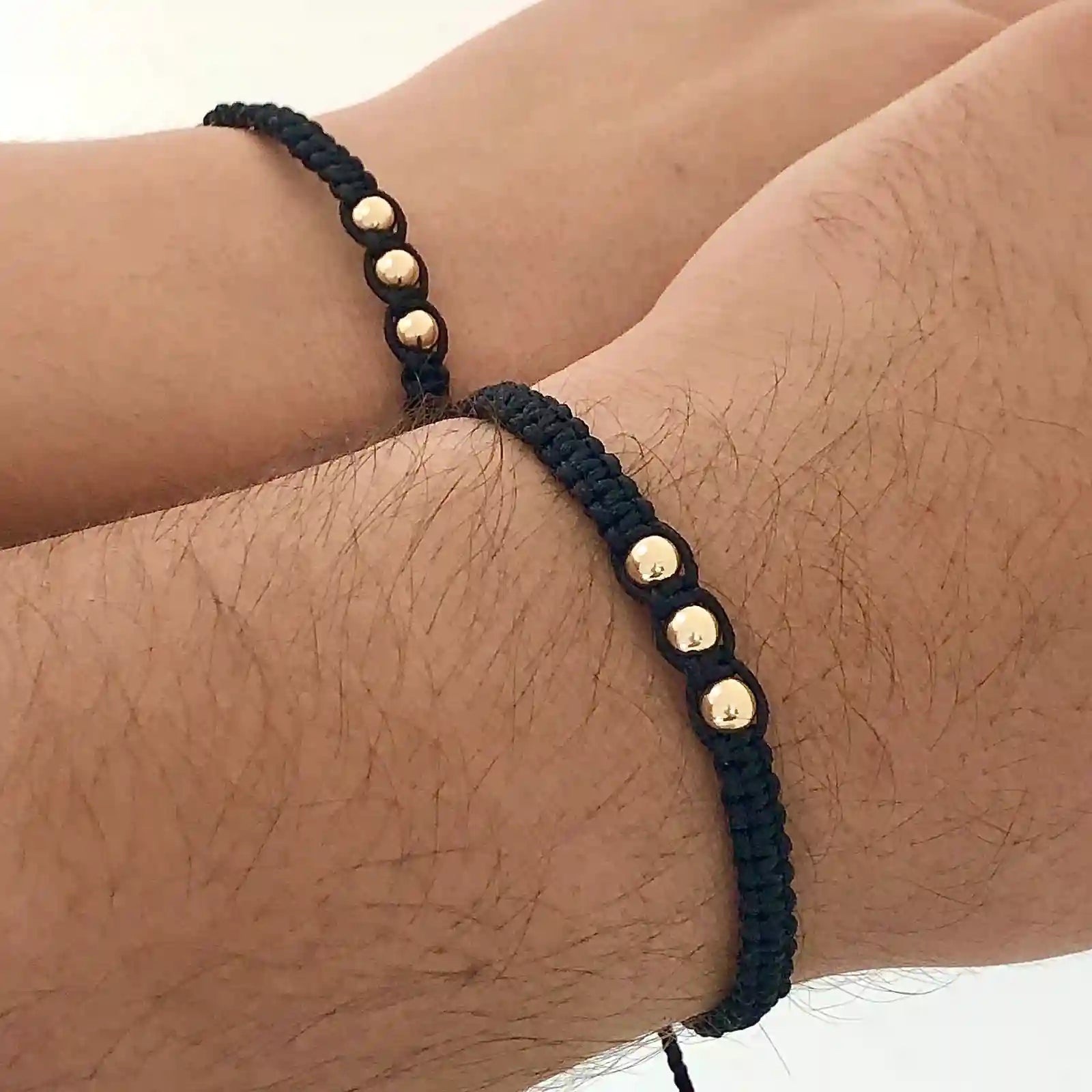 Juego de 2 manillas de pareja tejidas con  oro laminado 18K ref Mp20