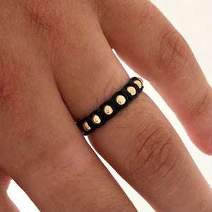 Anillo de oro laminado 18K tejido ajustable balín liso Ref: A1