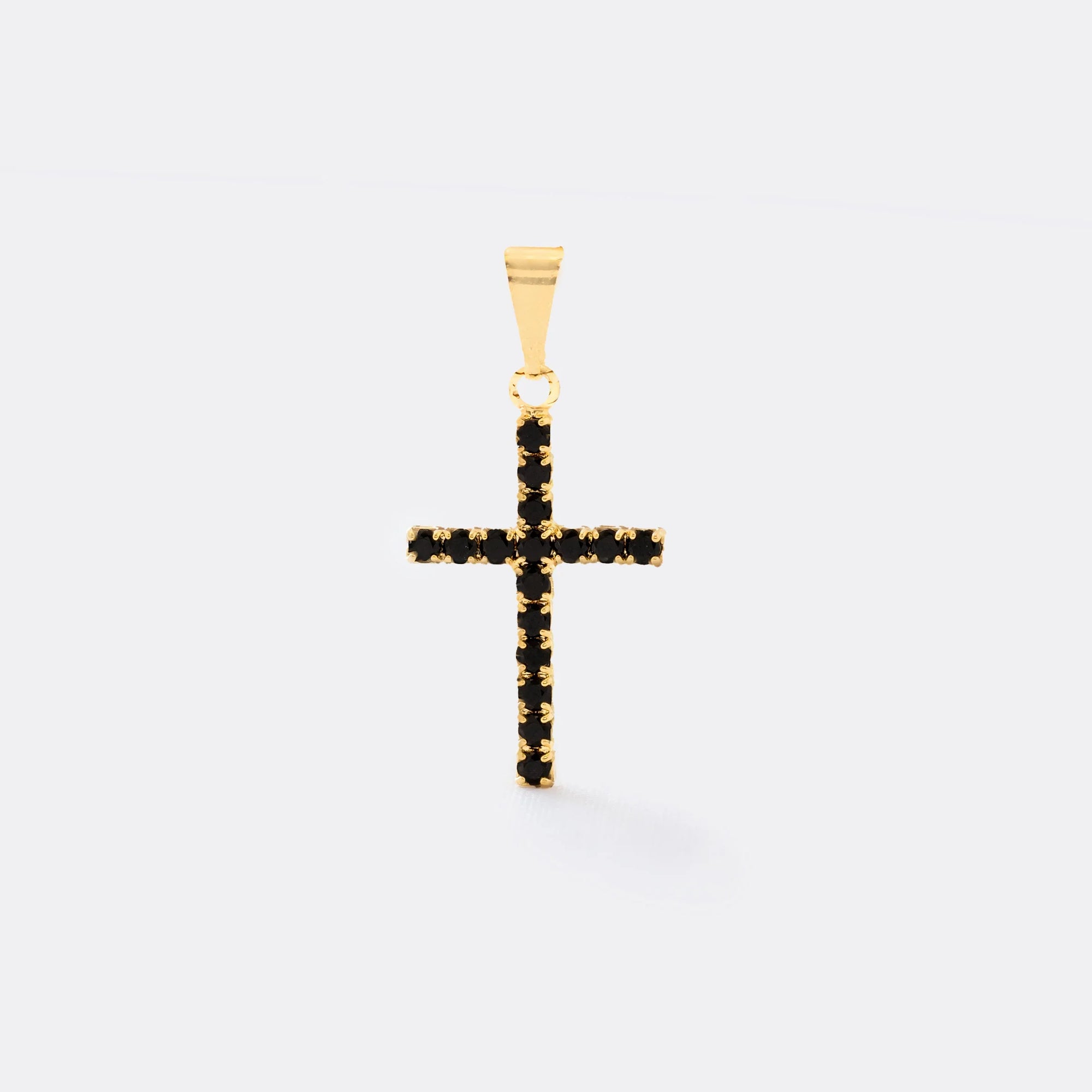 Dije Oro laminado 18K Cruz Circonias Mediana Negra Ref 23000