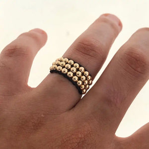 Anillo tejido oro laminado 18K 3 líneas balín liso Ref A12