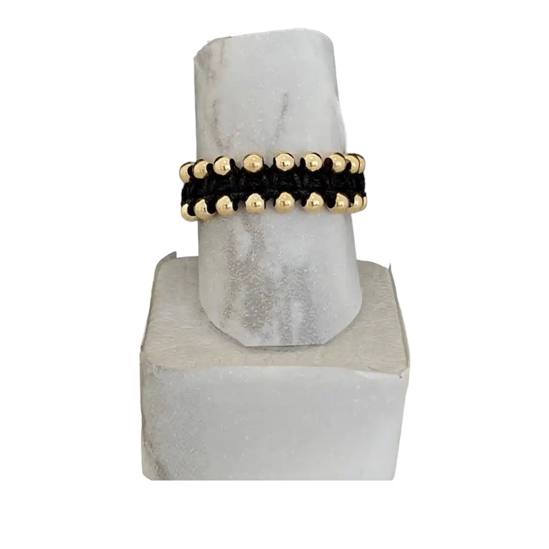 Anillo de oro laminado 18K tejido doble línea ajustable Ref: A5