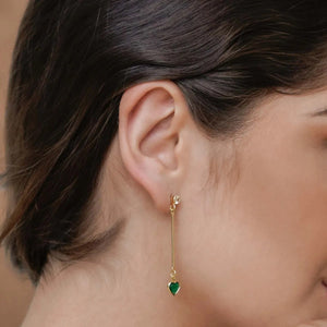 Aretas largas oro laminado 18K Love con circonias corazón Ref 34111