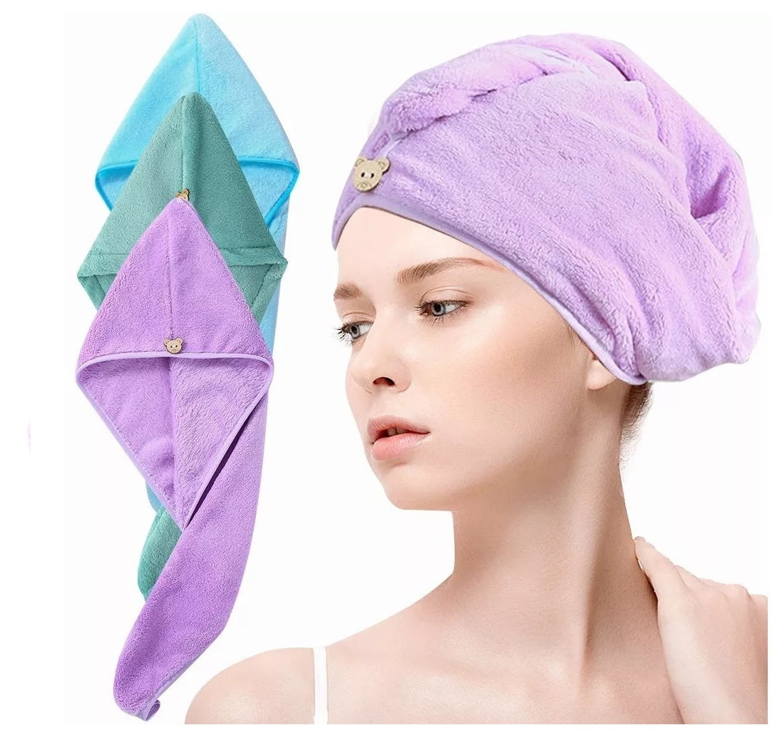 Toalla turbante de microfibra para el cabello secado rápido