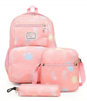 Morral juvenil trío cartuchera y lonchera 46 cm alto Palo de rosa