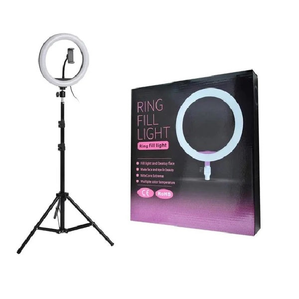 Aro de luz LED de 26 cm con trípode y soporte para celular
