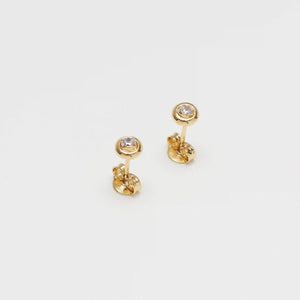 Aretes de topo oro laminado 18K circón cristal redondo (4mm) Ref 34009