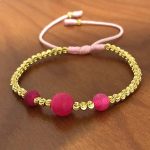 Elegante manilla en oro laminado italiano 18K ajustable con Piedras naturales Ref: MI25