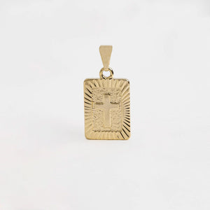 Dije oro laminado 18K placa Almighty cruz tallada unisex Ref 23250