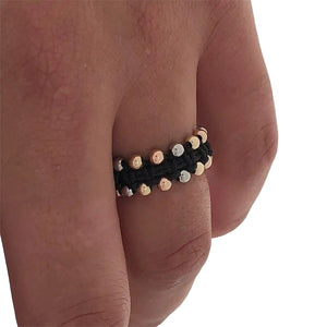 Anillo de oro laminado 18K tejido doble línea 3 oros ajustable Ref: A6