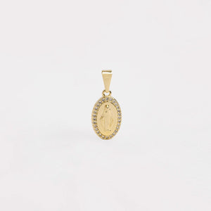 Dije oro laminado 18K Virgen milagrosa con circones Ref 23219