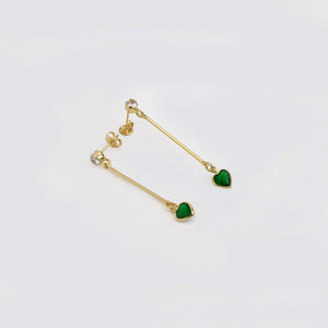 Aretas largas oro laminado 18K Love con circonias corazón Ref 34111