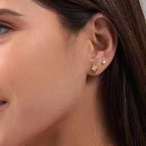 Aretes topos oro laminado 18K Estrella Circonia cristal  Ref 33068