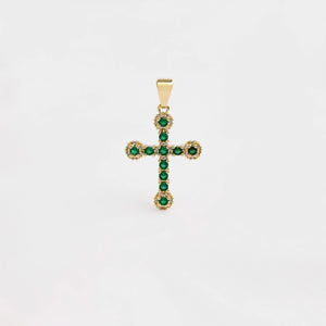 Dije grande de cruz esmeralda love con circones unisex Ref 23221