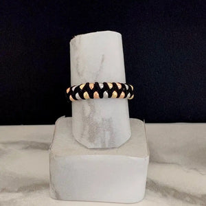 Anillo de oro laminado 18K tejido ajustable balín liso 3 oros  Ref: A10