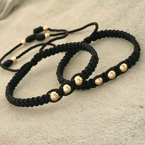 Juego de 2 manillas de pareja tejidas con  oro laminado 18K ref Mp20