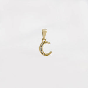 Dije oro laminado 18K media luna con circonias Ref 23166