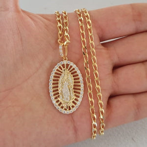 Dije oro laminado 18K  Virgen Guadalupe Swarovski Ref 22146