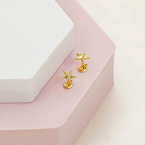 Aretes topos oro laminado 18K Estrella de mar Ref 34154