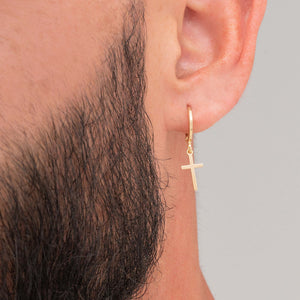 Aretas candonga unisex oro laminado 18K con cruz colgando Ref 34008