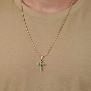Dije grande de cruz esmeralda love con circones unisex Ref 23221