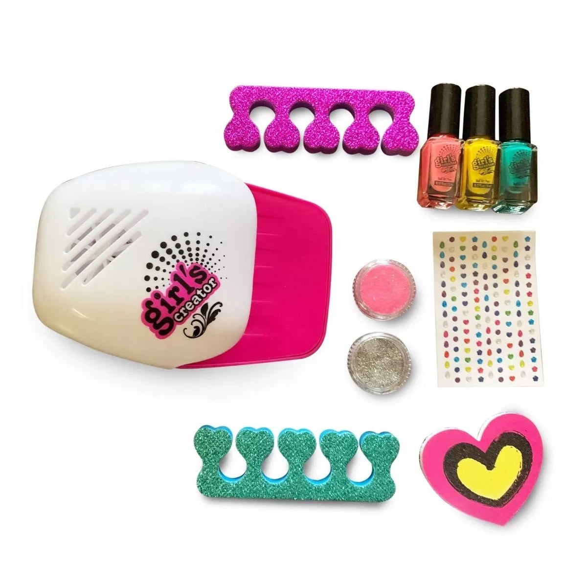 Kit de Manicure esmaltes lámpara y decoraciones infantil