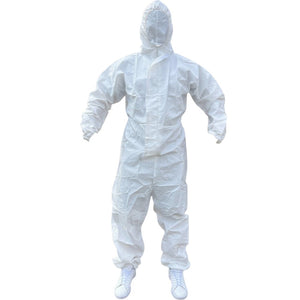 Overol Antifluido Blanco con Gorro y Cierre Adhesivo