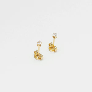 Aretes topos unisex oro laminado 18K chispita cuadrada cristal Ref 33020