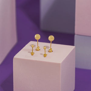 Aretes topos oro laminado 18K Balín 3mm Ref 33033