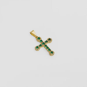 Dije grande de cruz esmeralda love con circones unisex Ref 23221