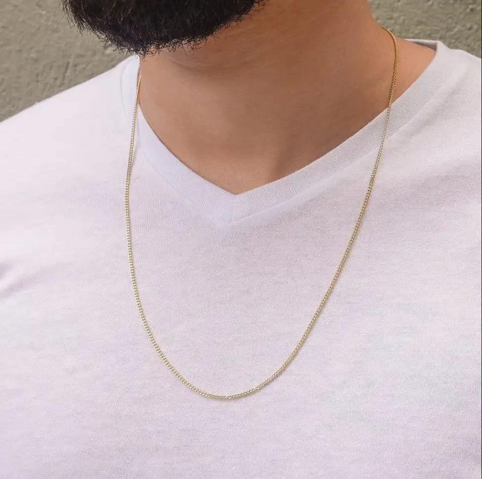 Cadena oro laminado 18K tejido Cubana 60cm unisex Ref 40128