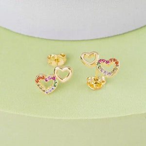 Aretes topos oro laminado 18K Double free love 1,2cm Ref 34165