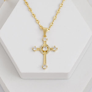 Dije oro laminado 18K cruz con circonias grandes Ref 23217