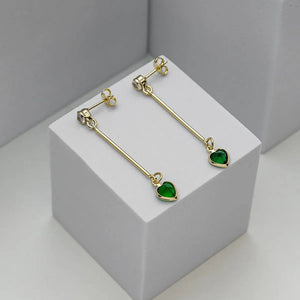 Aretas largas oro laminado 18K Love con circonias corazón Ref 34111