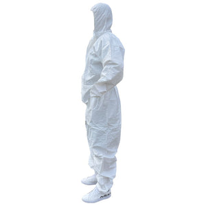 Overol Antifluido Blanco con Gorro y Cierre Adhesivo